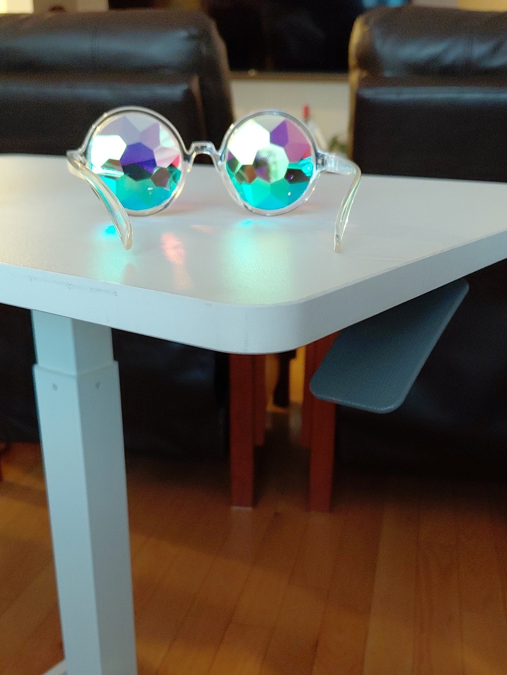 GLO FLO clear Men/ Women Holographic Kaleidoscope Sunglasses - Pink & Teal